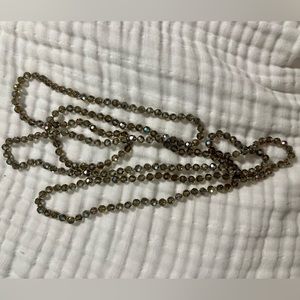 Gray Sparkly Beaded 60 Inch Necklace with “Oil Spill” Colored Sparkles